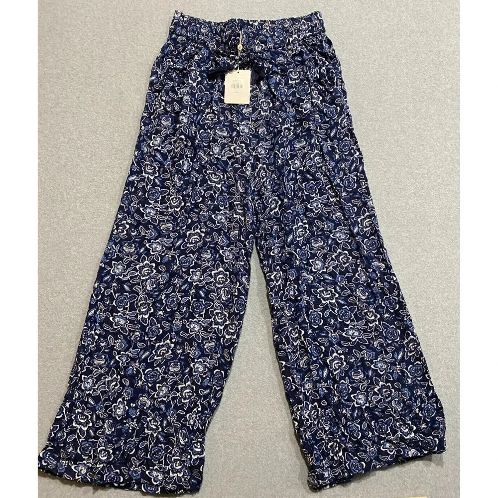 Down East Daily Flared Womens Flare Fall Floral Pants Size XL Blue Floral NWT!